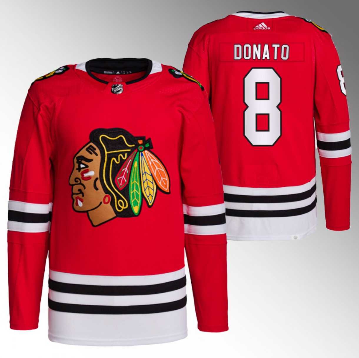 Men%27s Chicago Blackhawks #8 Ryan Donato Red Stitched Hockey Jersey